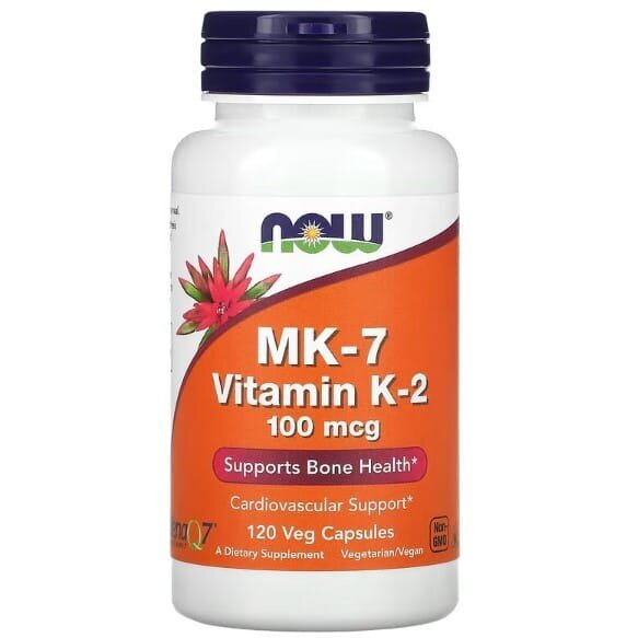 МК-7 вітамін К-2 NOW MK-7 Vitamin K-2 100 мкг вег. капсули №120