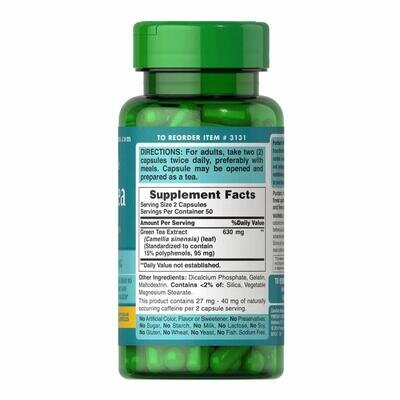 Екстракт зеленого чаю Puritan's Pride Green Tea Extract 315 мг, 100 капсул