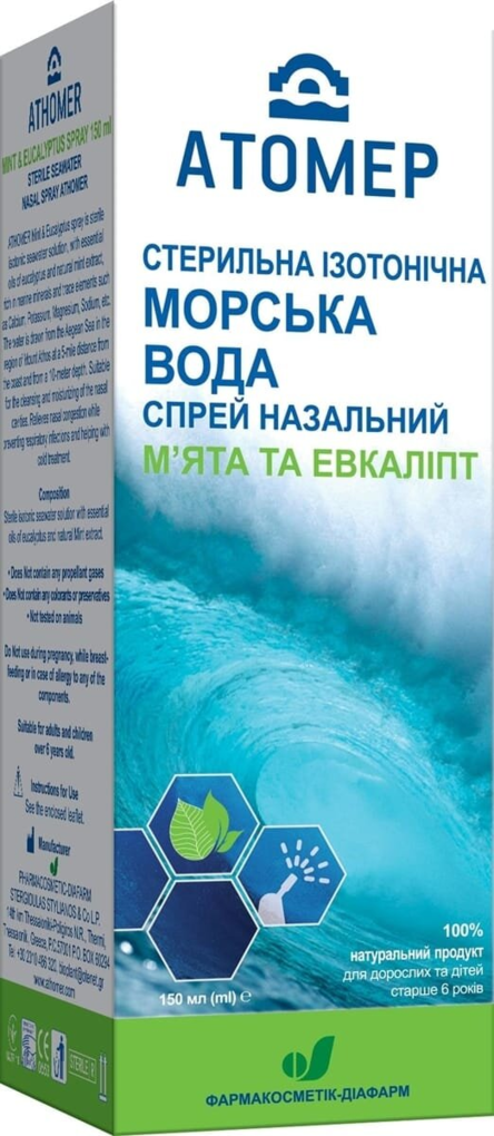 Атомер м'ята та евкаліпт спрей наз. по 150 мл у флак.