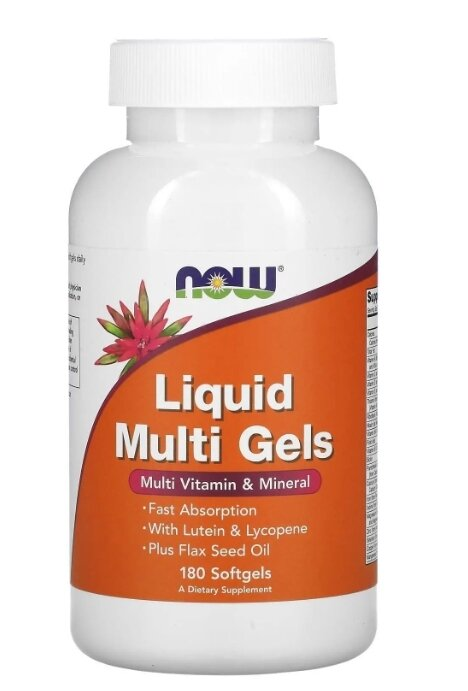Мультивітаміни NOW Liquid Multi Gels м'які капсули №180