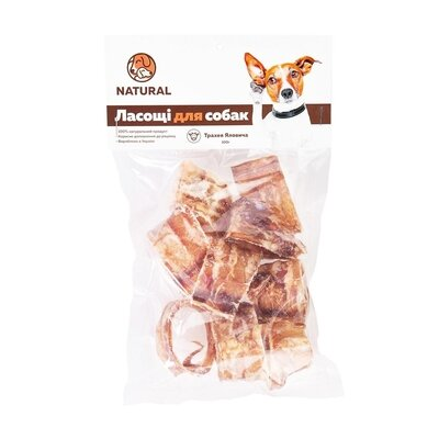 Ласощі для собак Natural Трахея яловича, 100 г