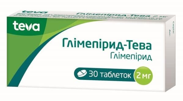 Глімепірид-Тева таблетки по 2 мг №30 (10х3)