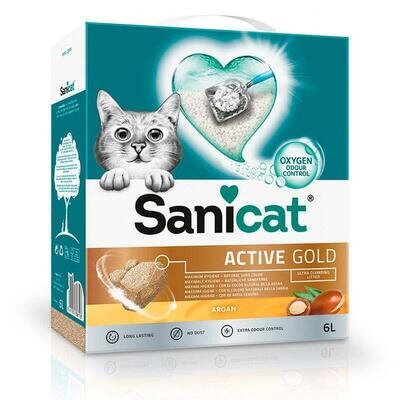 Наповнювач для котячого туалету Sanicat Active Gold бентонітовий, з ароматом аргани, 5,3 кг (6 л)