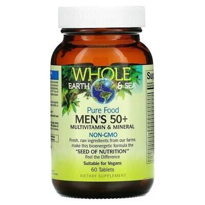 Комплекс для чоловіків старше 50 років Natural Factors Whole Earth & Sea Men's 50+ Multivitamin & Mineral, 60 таблеток