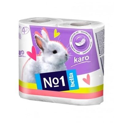 Туалетний папір Bella №1 Karo білий, у рулонах, 4 штуки