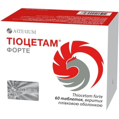Тіоцетам форте таблетки, в/плів. обол. №60 (10х6)