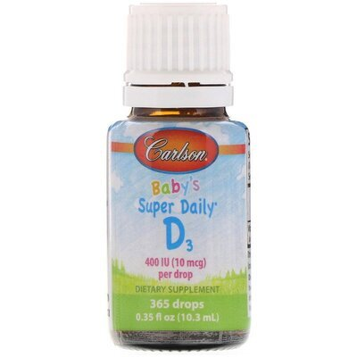Вітамін D3 для дітей Carlson Labs Baby's Super Daily Vitamin D3 400 МО, 10.3 мл