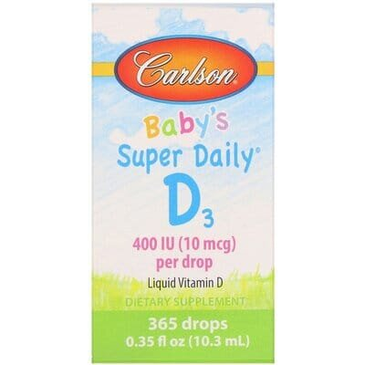 Вітамін D3 для дітей Carlson Labs Baby's Super Daily Vitamin D3 400 МО, 10.3 мл