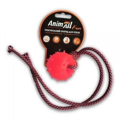 Іграшка для собак AnimAll Fun Куля з канатом коралова, 4 см