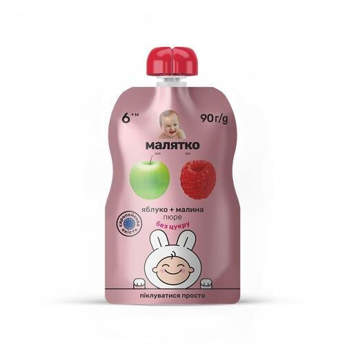 Пюре фруктове Малятко Яблуко і малина, 90 г