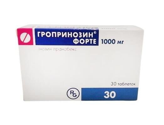 Гропринозин форте таблетки по 1000 мг №30 (10х3)