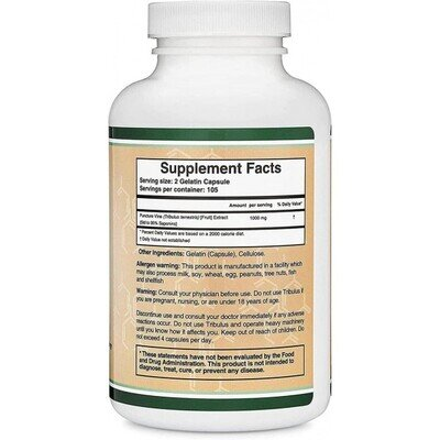 Трибулус Double Wood Tribulus Terrestris 1000 mg (95% Saponins), 210 капсул