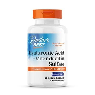 Гіалуронова кислота та хондроїтин Doctor's Best Hyaluronic Acid with Chondroitin Sulfate, 180 капсул