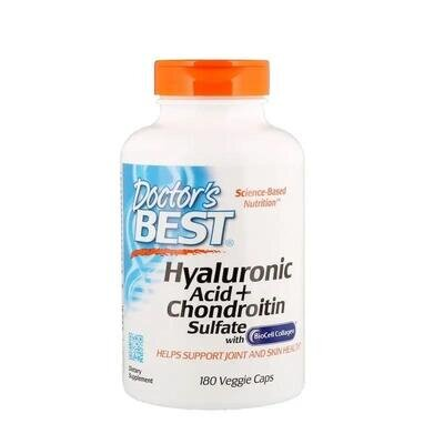 Гіалуронова кислота та хондроїтин Doctor's Best Hyaluronic Acid with Chondroitin Sulfate, 180 капсул