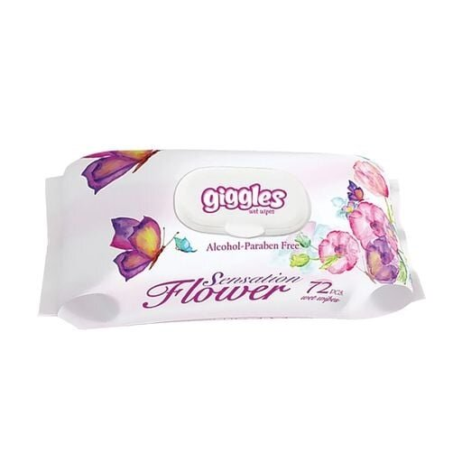 Серветки вологі Giggles Flower Sensation, з клапаном, 72 шт