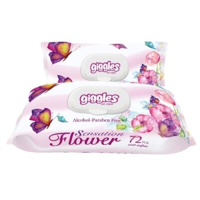Серветки вологі Giggles Flower Sensation, з клапаном, 72 шт