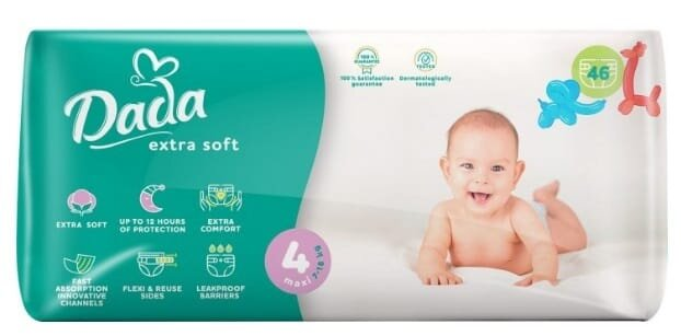 Підгузки Dada Extra Soft Maxi дитячі, розмір 4, 7-18 кг, 46 шт
