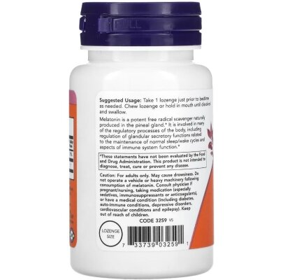 Мелатонін NOW Melatonin 3 мг льодяники №90