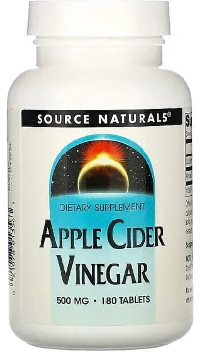 Яблучний оцет Source Naturals Apple Cider Vinegar 500 мг, 180 таблеток
