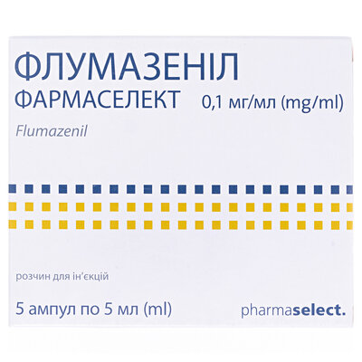 Флумазеніл Фармаселект розчин д/ін. 0.1 мг/мл по 5 мл №5 в амп.
