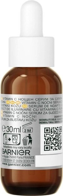 Сироватка для обличчя Garnier Skin Naturals нічна з вітаміном С для зменшення видимості пігментних плям, зморшок та вирівнювання тону шкіри, 30 мл