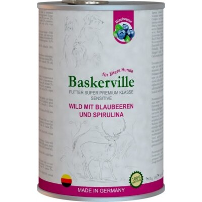 Консерва для собак Baskerville Sensitive Оленина з чорницею і спіруліною, 800 г