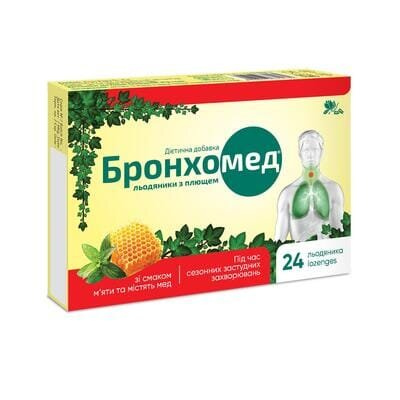 Бронхомед льодяники з плющем зі смаком м'яти №24 (12х2) Ronpharm