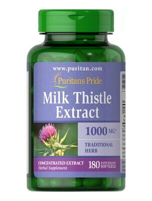 Розторопша Puritan's Pride Milk Thistle Extract 1000 мг, 180 гелевих капсул