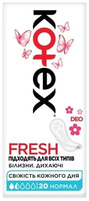 Щоденні гігієнічні прокладки Kotex Fresh Deo нормал, 20 шт