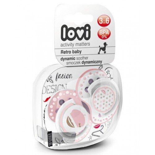 Пустушка силіконова Lovi Retro baby динамічна, 22/804girl, 3-6 місяців, 2 шт