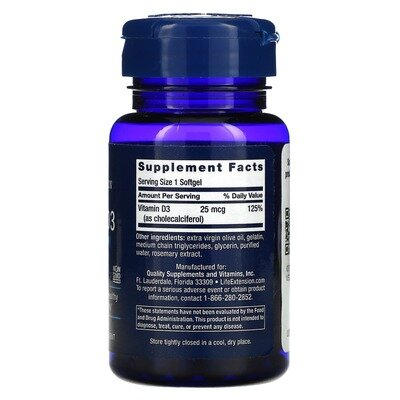 Вітамін Д3 Life Extension Vitamin D3 1000 МО, 90 капсул