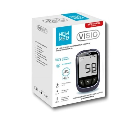 Глюкометр NewMed VISIO + тест-смужки NewMed VISIO, 10+50 штук, акційний набір