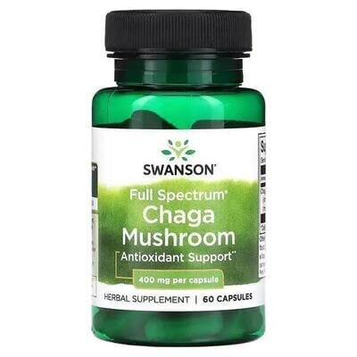 Гриб Чага Swanson Chaga Mushroom Full Spectrum повного спектру 400 мг, 60 капсул