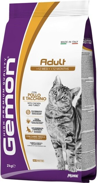 Корм сухий Gemon Cat Adult для котів курка з індичкою, 2 кг