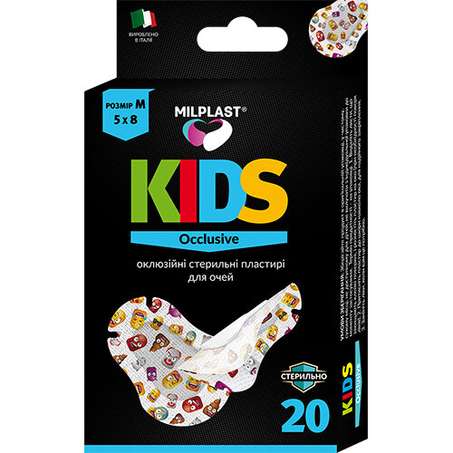 Набір пластирів оклюзійних Milplast KIDS Occlusive для очей, стерильні, дитячі, 20 штук, розмір M