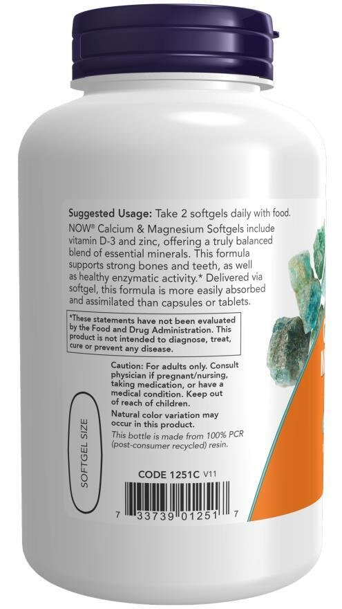 Кальцій та магній NOW Calcium & Magnesium м'які капсули №120