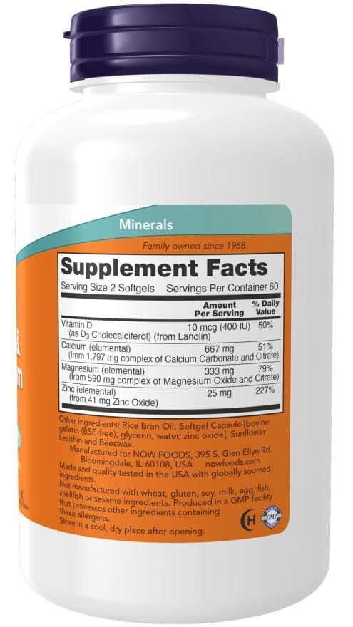Кальцій та магній NOW Calcium & Magnesium м'які капсули №120