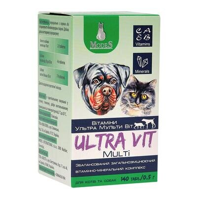 Вітамінно-мінеральний комплекс ModeS Ultra Multi Vit для собак та котів, 140 таблеток