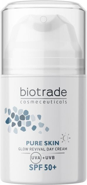 Крем для обличчя Biotrade Pure Skin SPF50 денний з гіалуроновою кислотою проти вікових змін і для ревіталізації шкіри, 50 мл