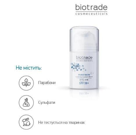 Крем для обличчя Biotrade Pure Skin SPF50 денний з гіалуроновою кислотою проти вікових змін і для ревіталізації шкіри, 50 мл