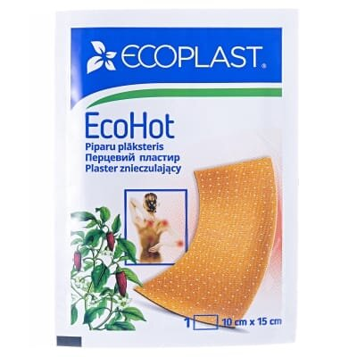 Пластир перцевий Ecoplast EcoHot перфорований, 10 см x 15 см, 1 штука