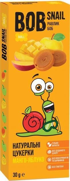 Цукерки Bob Snail Roll натуральні манго-яблуко, 30 г