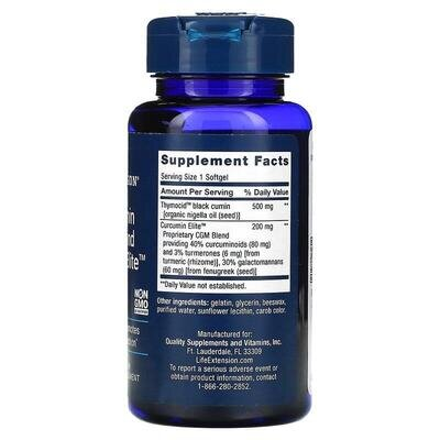 Олія з насіння чорного кмину з куркуміном Life Extension Black Cumin Seed Oil and Curcumin Elite, 60 капсул