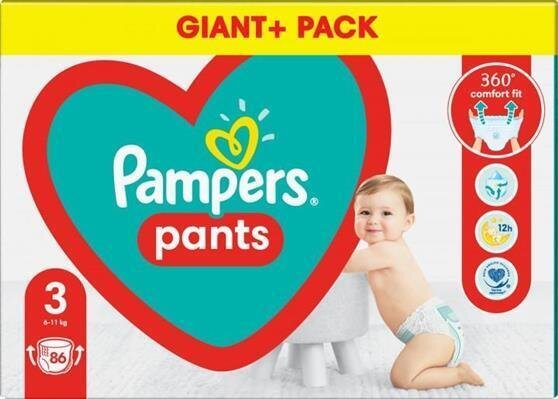 Підгузки-трусики Pampers Pants дитячі розмір 3, 6-11 кг, 86 шт