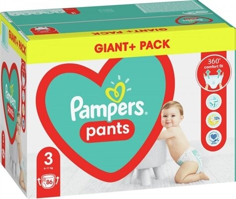 Підгузки-трусики Pampers Pants дитячі розмір 3, 6-11 кг, 86 шт