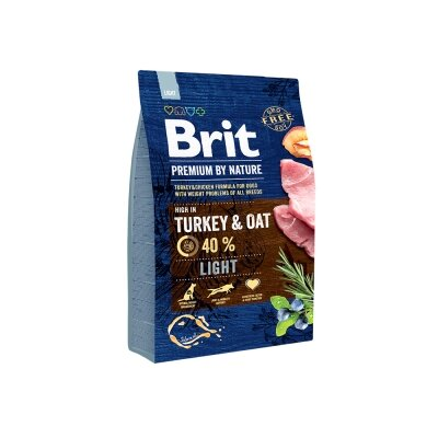 Корм сухий Brit Premium Light для собак з надмірною вагою зі смаком індички, 15 кг