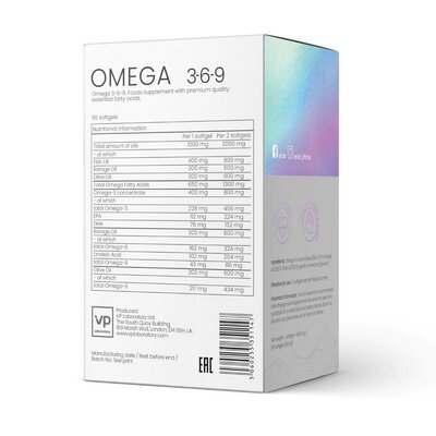 Омега 3-6-9 VPLab Omega 3-6-9 1300 мг, 60 гелевих капсул
