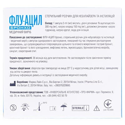 Флу-Ацил бронхо р-н стер. д/інгаляцій і інстиляцій по 5 мл №10 в амп.