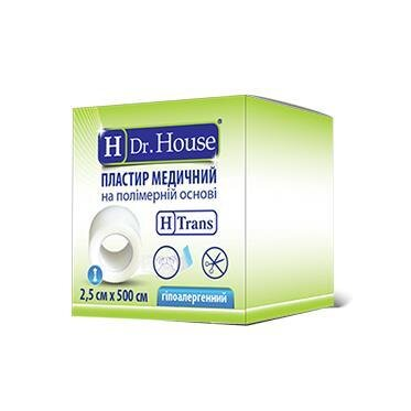 Пластир медичний Dr. House H Trans на полімерній основі 2,5 см х 500 см в картонній упаковці, 1 штука