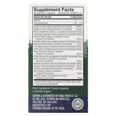 Грибний комплекс Fungi Perfecti Mushrooms Comprehensive Immune Support, 30 капсул